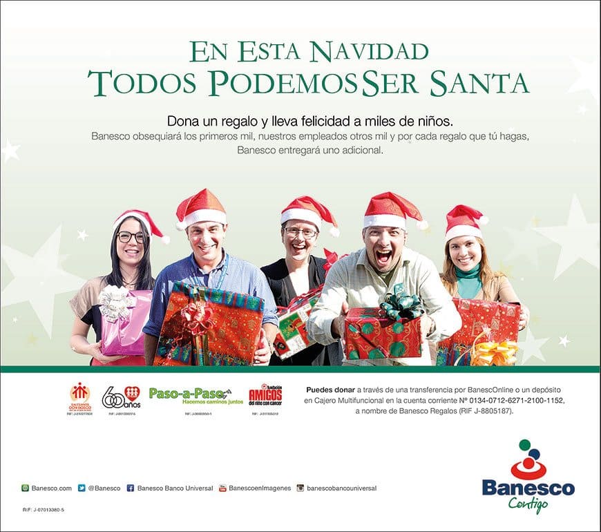 Más de 4.900  juguetes reunieron el público y Banesco en campaña solidaria "Todos podemos ser Santa"