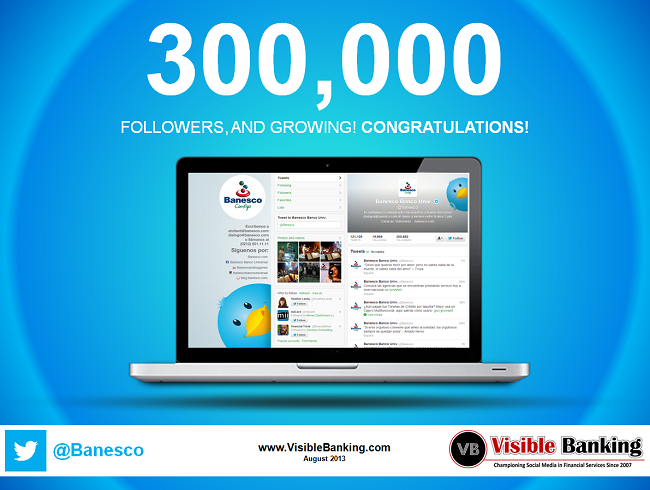 Portal Visible Banking destaca hito de 300.000 seguidores de @Banesco