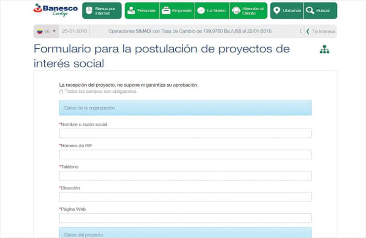 Postula tu proyecto social a través de Banesco.com