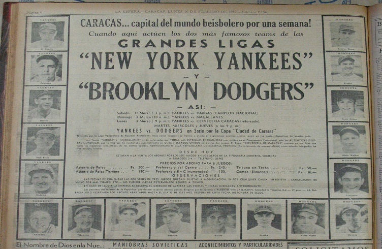 Yankees y Dodgers en Venezuela