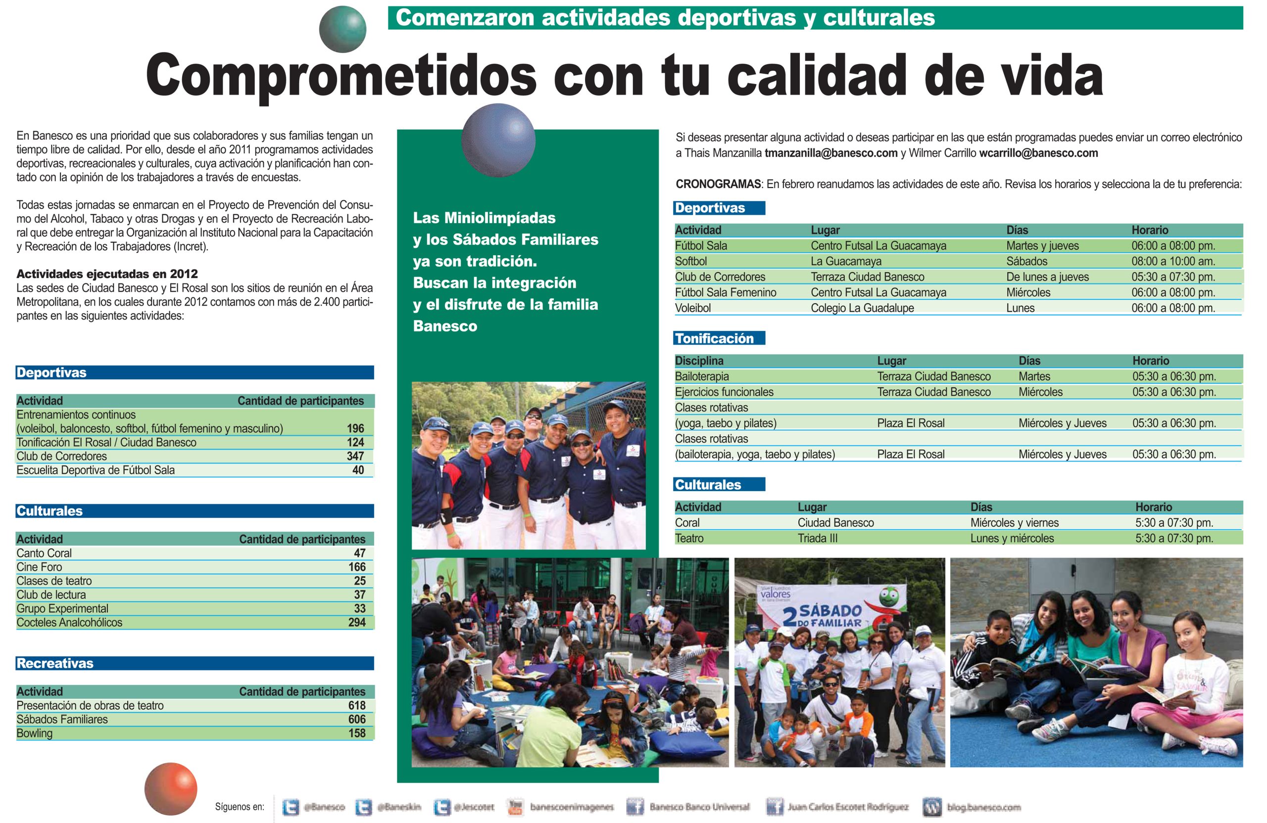 Comprometidos con tu calidad de vida: Comenzaron actividades deportivas y culturales