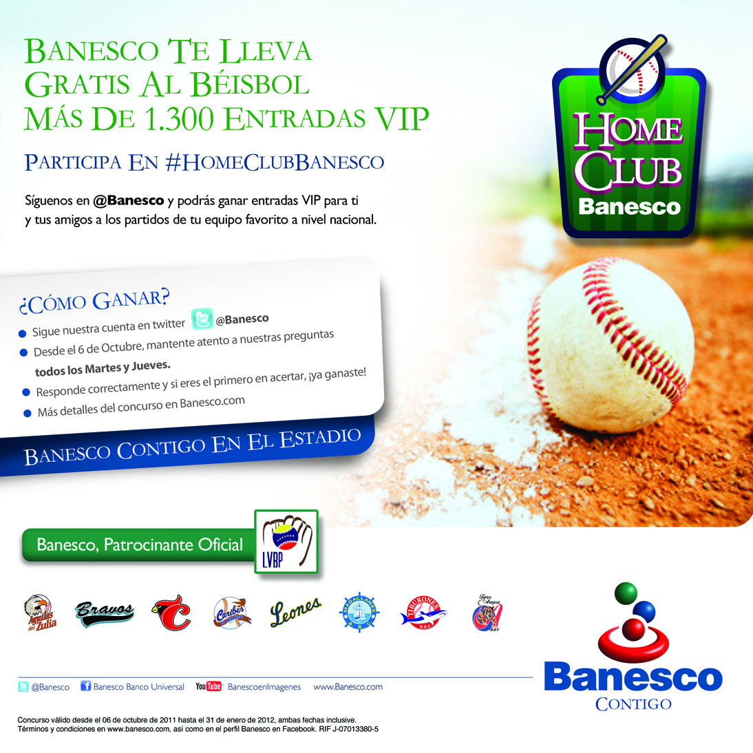 @Banesco repartirá entre sus seguidores del Twitter  más de 1.300 entradas VIP para el béisbol venezolano