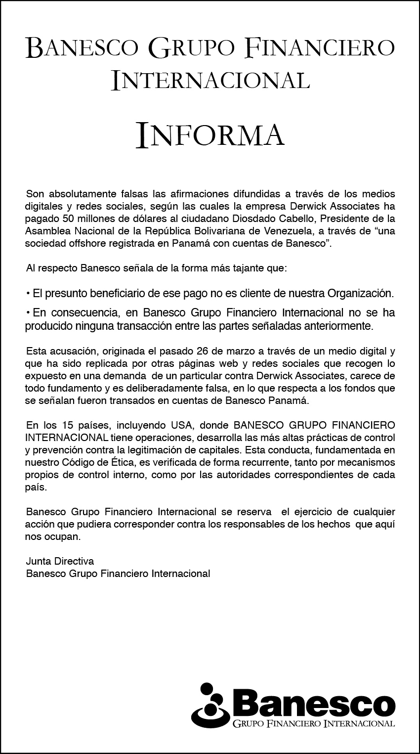 Son falsos los señalamientos: ni el presidente de la AN es nuestro cliente, ni ha habido transacción alguna