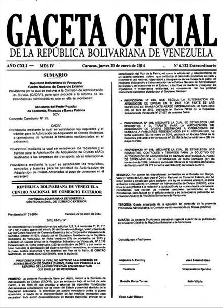 Publican en Gaceta Oficial N° 6.122 el ajuste a los montos de consumos en divisas