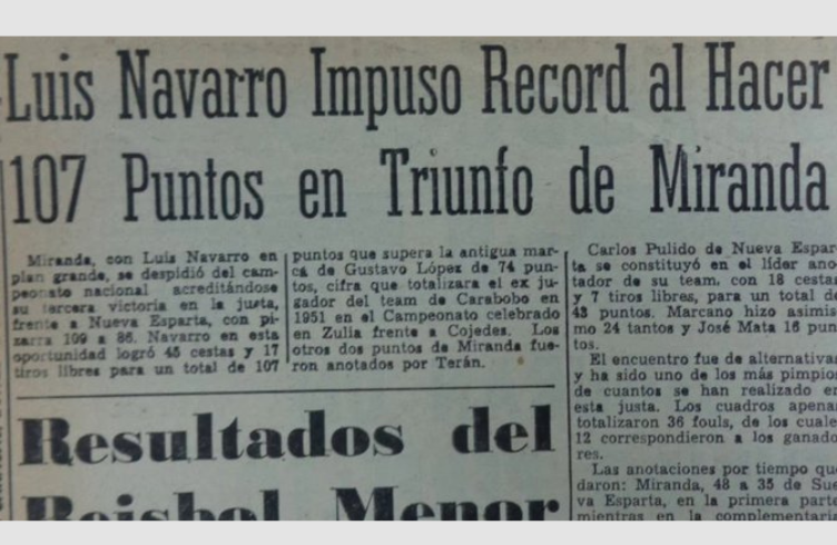 Luis “hueso” Navarro anotó 107 puntos